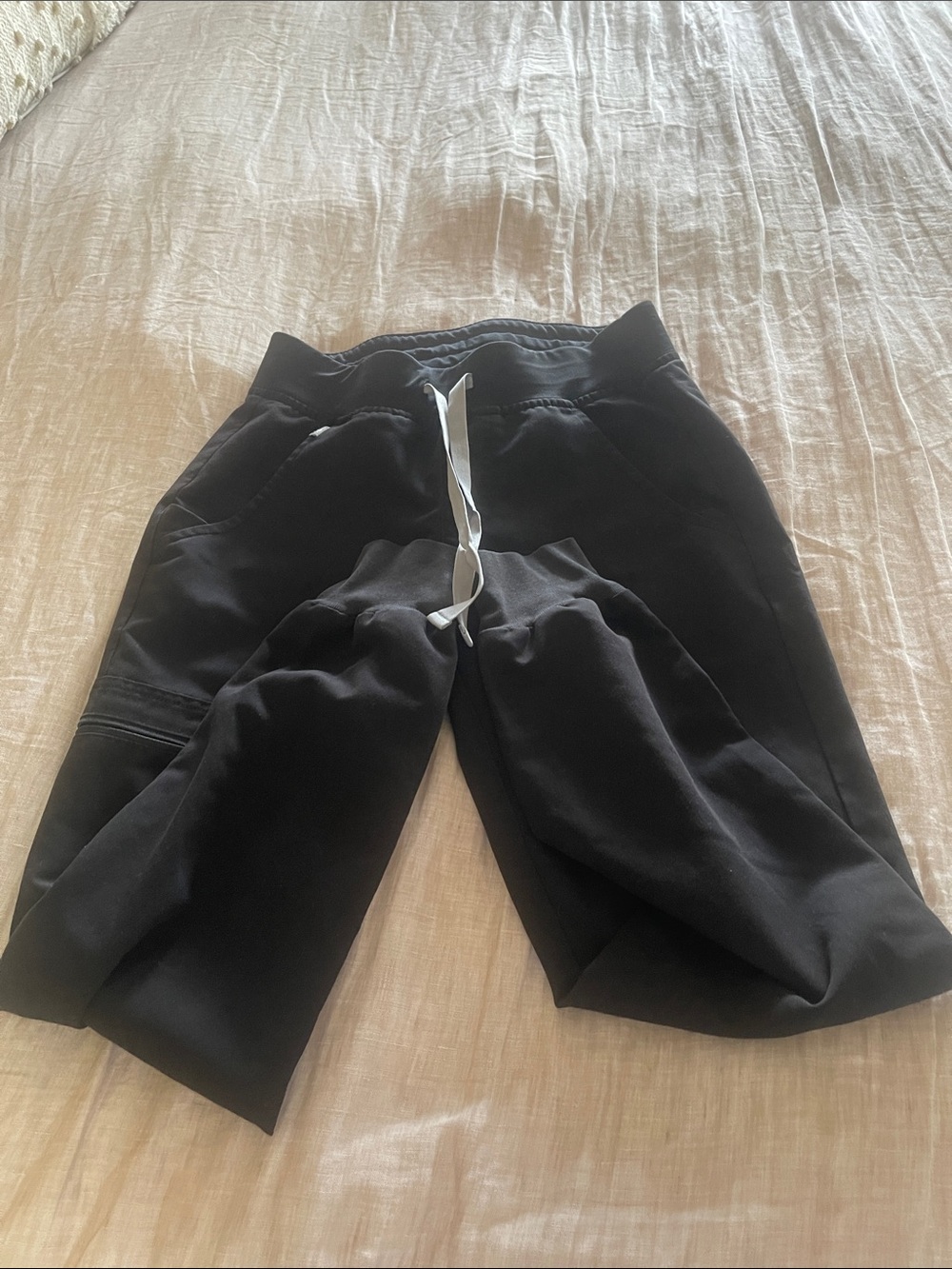 Figs Black Jogger Pants with Gray Drawstring